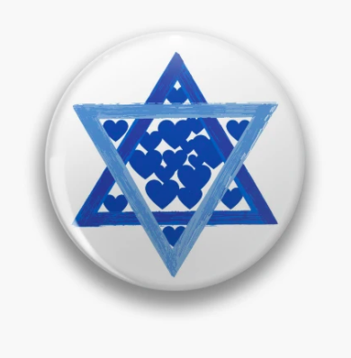 Our Jewish star is filled with 18 (or chai) hearts to show Jewish love and Jewish pride.  Stop antisemitism!