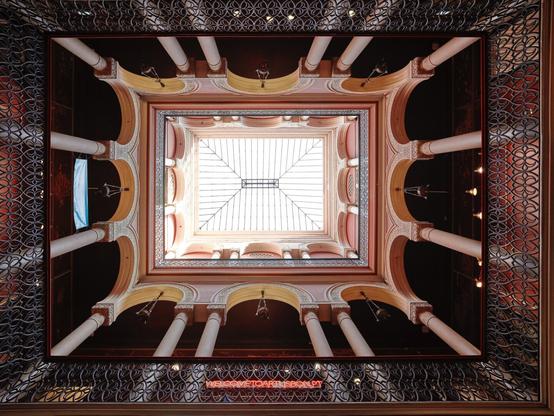 Looking up within the Atrium of the EmbaiXada Building.