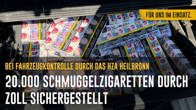 Bild: Ein Teil der sichergestellten Zigaretten in der Reserveradmulde, einem der Schmuggelverstecke.
Text: Bei Fahrzeugkontrolle durch das HZA Heilbronn / 20.000 Schmuggelzigaretten durch Zoll sichergestellt