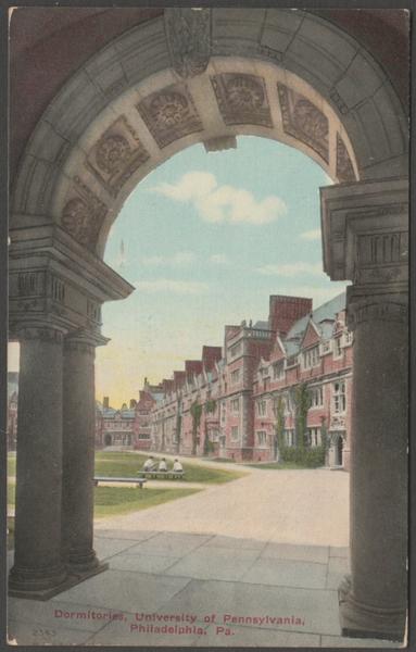 Printed colour postcard showing a view of the dormitories at the University of Pennsylvania at Philadelphia.
Publisher not stated, No 2343, c.1910.
Postally unused.
Good condition, with slight corner bumps.