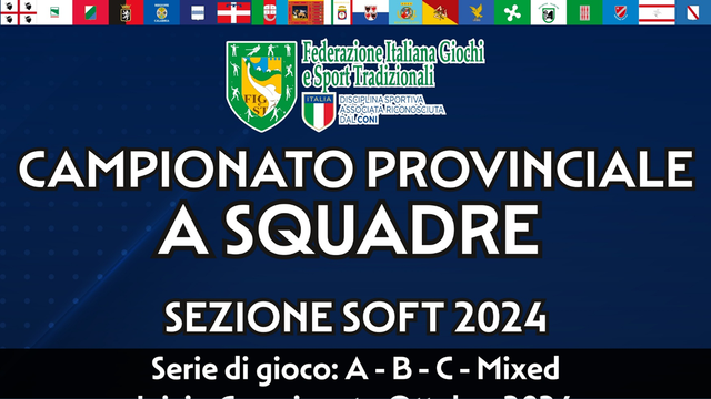 Sono aperte le iscrizioni del Campionato Provinciale a Squadre 2024 con inizio a Ottobre 2024!!! Sul nostro sito trovate il modulo d'iscrizione, lettera ufficiale e il volantino.
