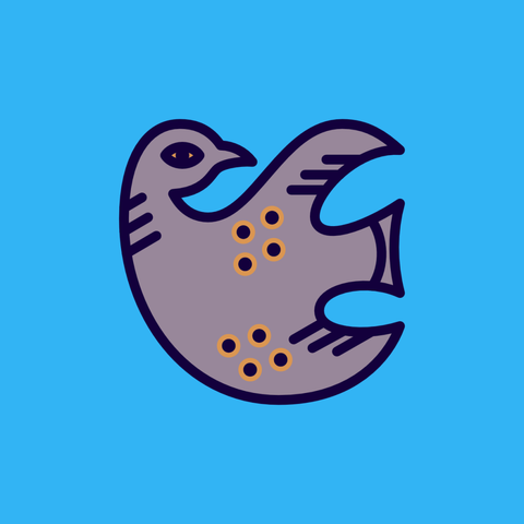 An abstract illustration of a turtle dove against a blue background