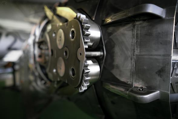 Close detail shot of jet engine parts