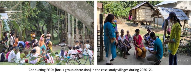 photos - Conducting focus discission groups (FGDs) in the case study villages during 2020–21