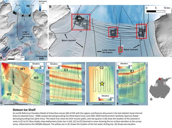 maps - the survey details for part of the Dotson Ice Shelf, Antarctica