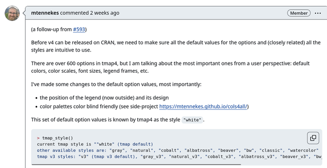 A screenshot from the GitHub issue