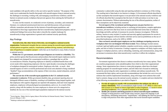 Some findings and recommendations