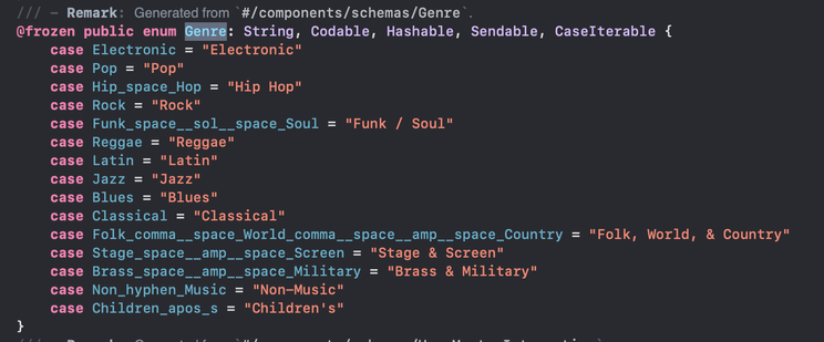 A Swift Enum generated by Apple’s OpenAPI Code generator