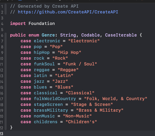 A Swift Enum generated by CreateAPI.