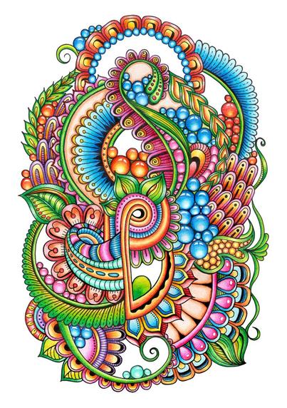 Magic zenart flowers (zendoodle)_32. Abstract drawing in zenart style for home interior, modern art.
