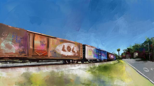 Painting of a train.