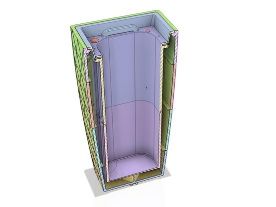 Illustration that shows the inside of a large 3D printed planter, but in half.