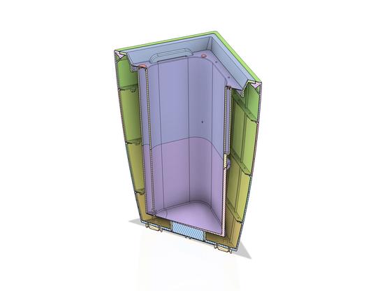 Illustration that shows the inside of a large 3D printed planter, but in half.
