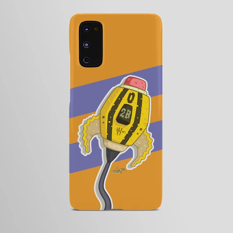 An android case with an illustration of A spaceship graffiti, an 0 inspired from 0 2B Pencil