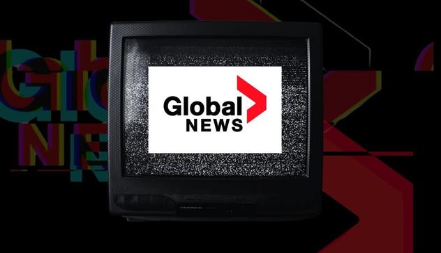 Global News logo on a television screen.