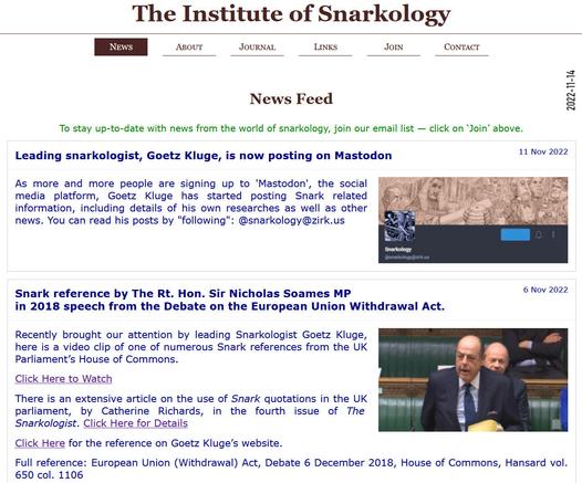 Screenshot from https://web.archive.org/web/20221114213200/https://snarkology.net/