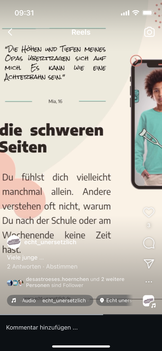 die schweren Seiten
Du fühlst dich vielleicht manchmal allein. Andere verstehen oft nicht, warum Du nach der Schule oder am Wochenende keine Zeit hast.