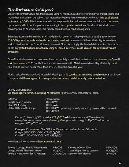 A page from our AI Handbook focused on environment impact (page 27.)
