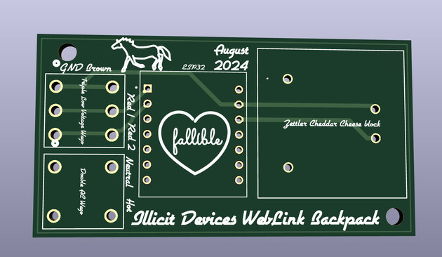 The board in Kicad's PCB viewer. I put a horse and the fallible heart in there- I am sure something is wrong with this design. Both of which are neon things I wanna make or made.