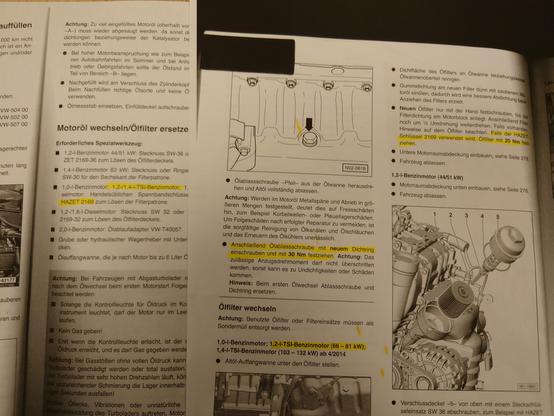 Instructions from "So Wird's Gemacht" for oil change