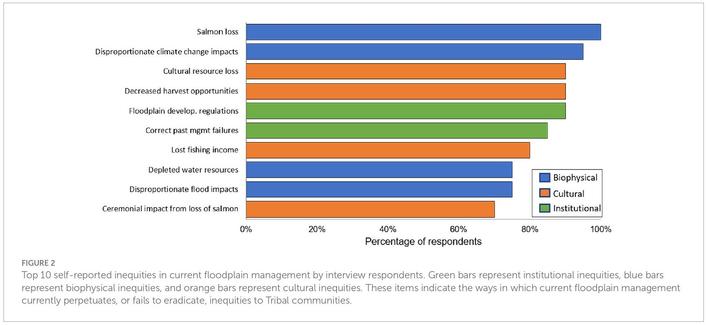 chart - results - top 10 self-reporting inequities in current floodplain management by interview respondents