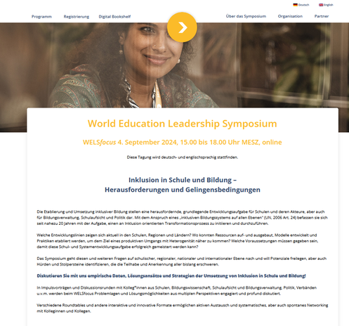Ausschnitt der Website des "World Education Leadership Symposium", die über den oben angegebenen Link erreicht werden kann