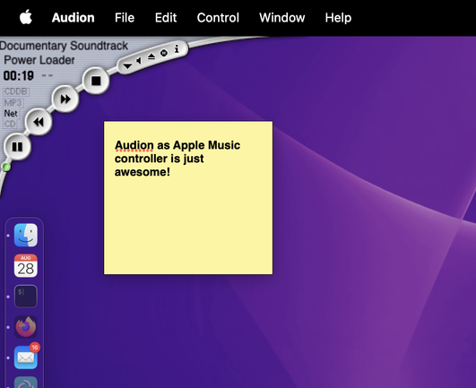 Audion as Apple Music controller on my macOS 14.6 desktop