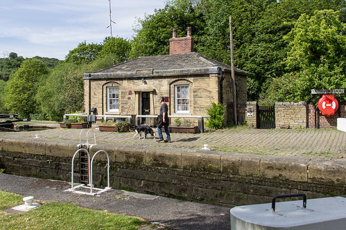 A photo titled "Salterhebble Lock and Cottage, Calder and Hebble Navigation, West Riding of Yorkshire, England", taken near Bridge 2, Salterhebble Top Lock by Billy Wilson Photography on Flickr.