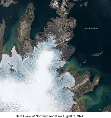 satellite / remotesensed Landsat8 OLI image - Detail view of Nordaustlandet on August 9, 2024
