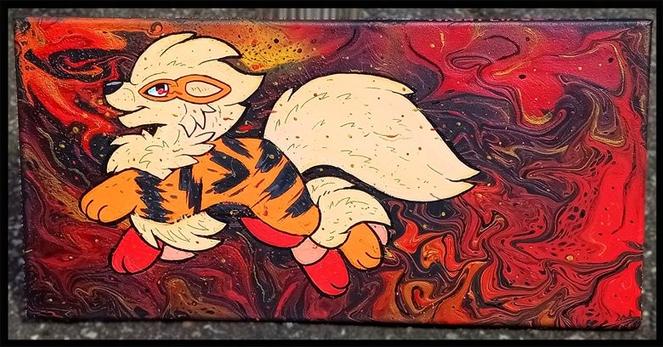 Arcanine acrylic painting on canvas