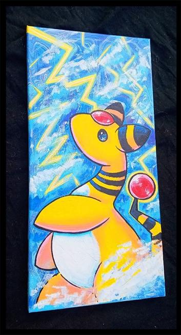 Ampharos acrylic painting on canvas