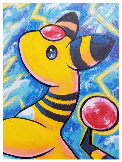 Ampharos acrylic painting close up