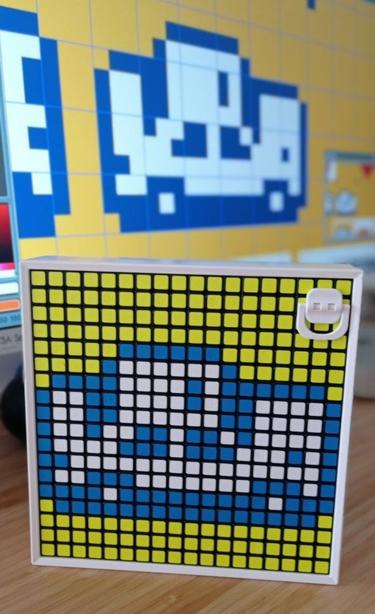 pixel art car made with Rubik's cubes