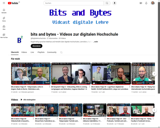 Bildschirmfoto unseres YouTube-Accounts unter https://www.youtube.com/@DigitaleHochschule