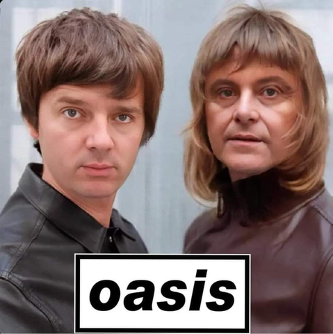 Renzi e Calenda con le fattezze degli oasis - immagine ironica