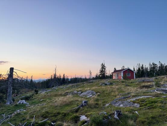 Setervoll i solnedgang. "Bill mrk. Kulturbeite"