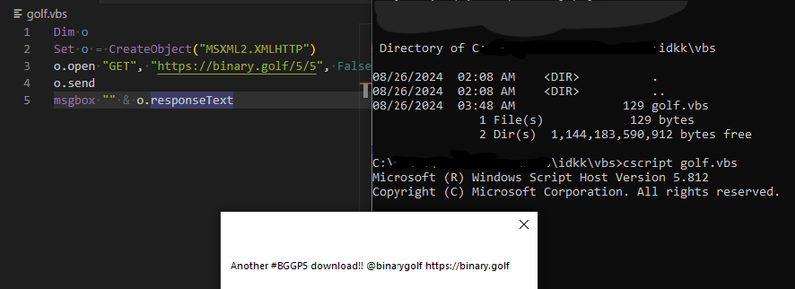 a screenshot of my 129b vbs BGGP entry