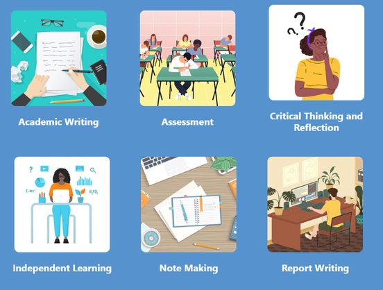 screenshot of the LearnHigher website showing some of the most visited resource categories.