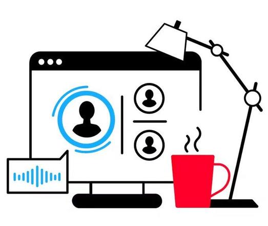 illustration of a laptop with a video conferencing meeting taking place