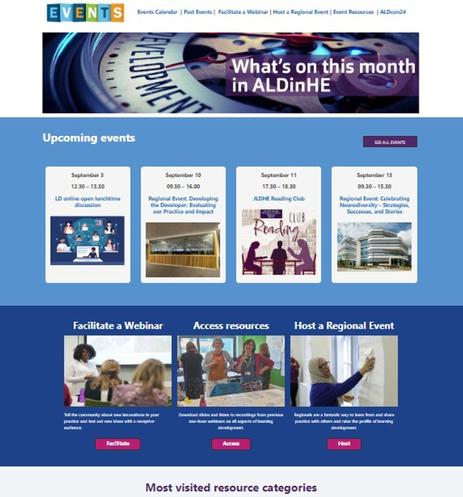 Screenshot of the ALDinHE events website page.
