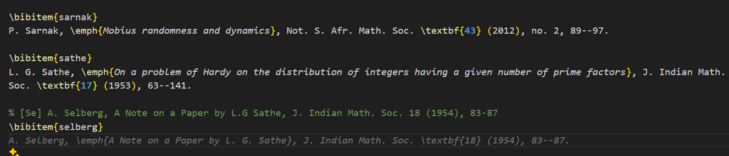 After pasting in a comment with a badly formatted reference, and then entering in a bibitem, Copilot auto-suggests a correctly formatted bibliography.  (It can also suggest the \bibitem tag, if one has a reasonably consistent naming scheme in the existing bibliography.)