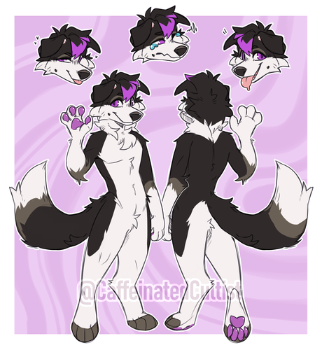 Furry character reference sheet.