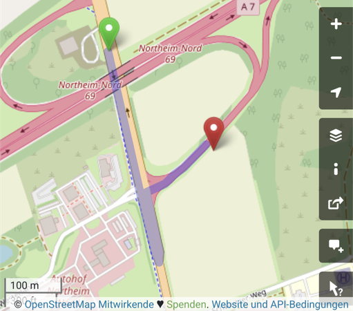 Valhalla drives straight on, then does a U-turn and a right turn.