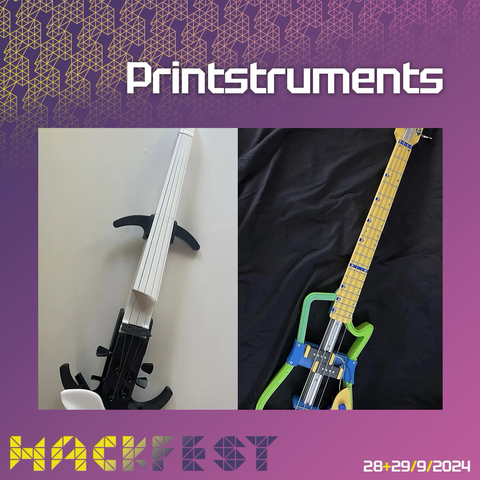 Photos of 3d printed and lasercut instruments and an arduino synthesizer
