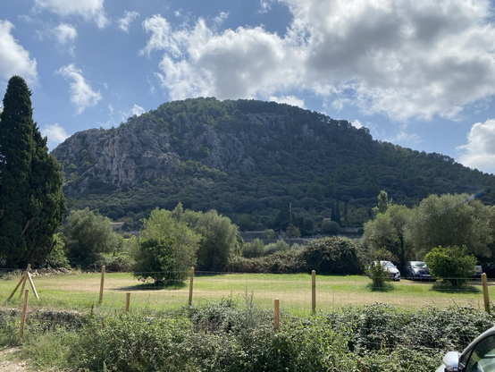 Puig de Maria as seen from the parking lot in Pollença