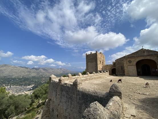 The monastery on Puig de Maria with some goats living there