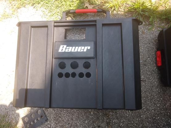 Toolbox with the first holes cut in it.