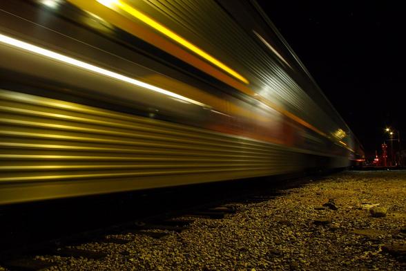 A Train Speeds by.
