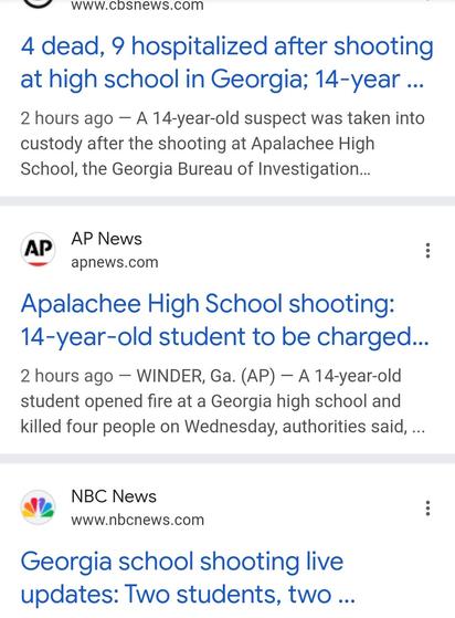 CBS News
US
4 dead, 9 hospitalized after shooting at high school in Georgia; 14-year-old suspect in custody
