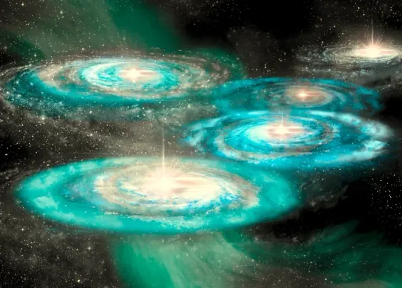 rappresentazione galassie universo primordiale